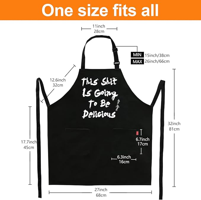 BBQ Funny Apron for Men, Chef Bib Apron - Image 4
