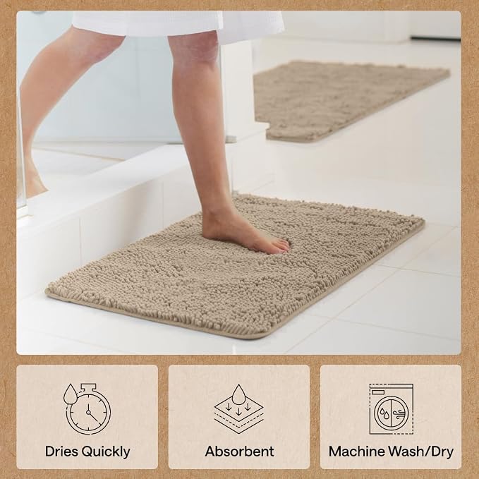 GORILLA GRIP Bath Rug Mat 48x24, Thick Absorbent Chenille, Quick Dry Microfiber - Image 7
