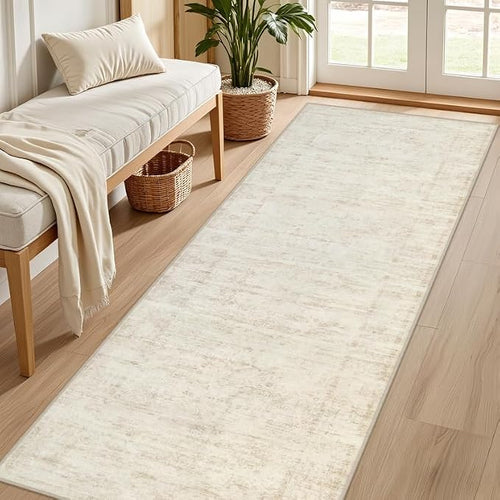 2'6''x8' Hallway Washable Runner Rug: Vintage Boho Neutral Kitchen Rug Soft - Image 2