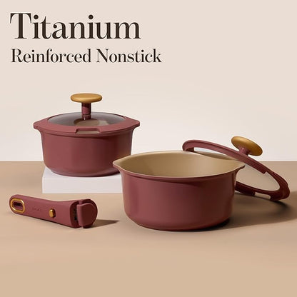 CAROTE 2.0Qt & 3.0Qt Titanium Nonstick Reinforced Sauce Pan Sets - Image 3