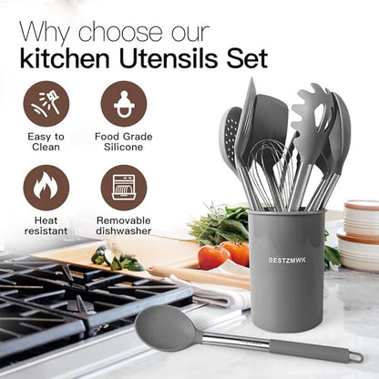 Kitchen Utensils Set-Silicone Cooking Utensils-32pcs Non-Stick Silicone Cooking - Image 3