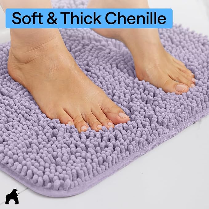 GORILLA GRIP Bath Rug Mat, Thick Soft Absorbent Chenille, Quick Dry Microfiber - Image 4