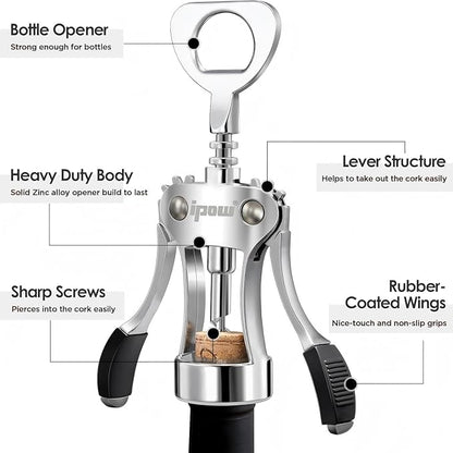 IPOW Wine Opener, Zinc Alloy Wine Bottle Opener, Wing Corkscrew Heavy Duty - Image 7