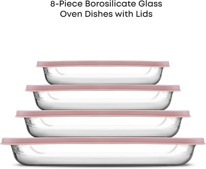 JoyJolt 8-Piece Borosilicate Glass Oven Dishes - Image 2