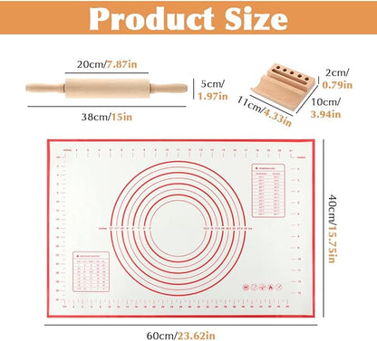 Rolling Pin Set for Baking, 3-Piece Wooden Dough Roller - Image 2