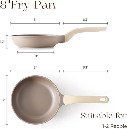PRICUSIS Nonstick Frying Pan, 8/10/12 Inch Stain/Scratch/Crack Proof Chef Pan - Image 2