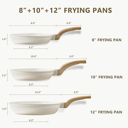 CAROTE Non Stick Frying Pan Skillet Set, Omelet Pan, Healthy Non Toxic Granite - Image 2