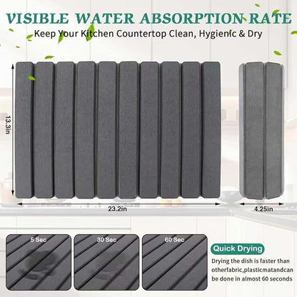 Stone Dish Drying Mat for Kitchen Counter, Absorbent Diatomaceous Earth Bath - Image 2