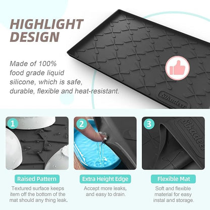 SIKADEER 28" x 19" Under Sink Mat Waterproof, Silicone Mat Kitchen Drawer Shelf - Image 4