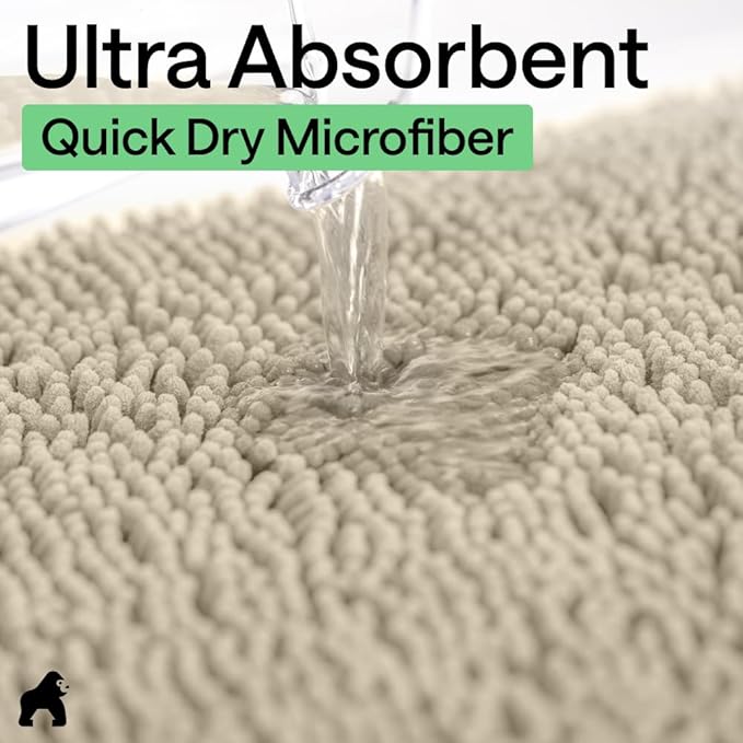 GORILLA GRIP Bath Rug Mat 60x24, Thick Soft Absorbent Chenille, Quick Dry - Image 5