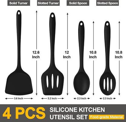 P&P CHEF Kitchen Utensil Set, 4 Pieces Non-stick Silicone Cooking Utensils - Image 2