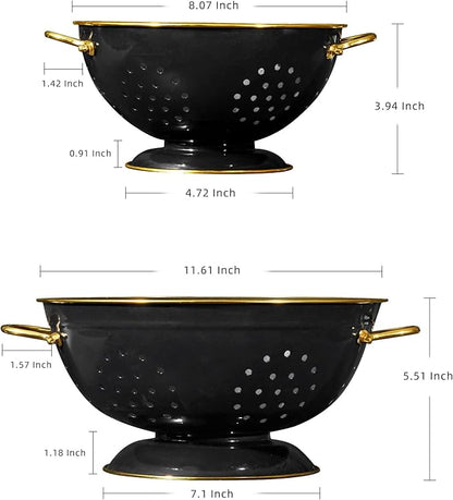 Metal Colander 2 Pack, 3.5 Quart Powder Coated Self-draining Solid Ring Base - Image 2
