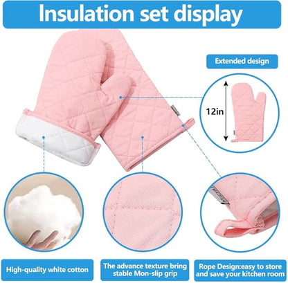 Oven Mitts and Pot Holders 4 pcs Set, High Heat Resistant 500 Degree Extra - Image 3