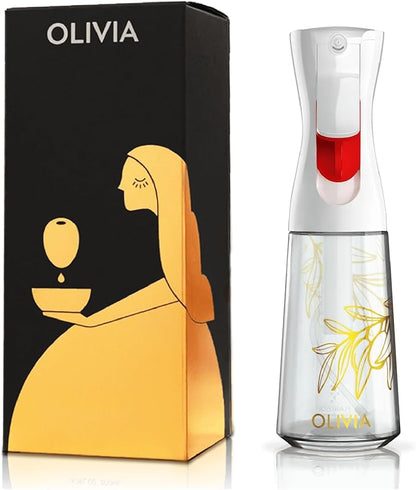 OLIVIA Oil Sprayer for Cooking, 200ml Glass Olive Oil Sprayer, Continuous by Flairosol