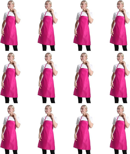 12 Pcs Bib Bulk Hot Pink Aprons by TSDSTORY