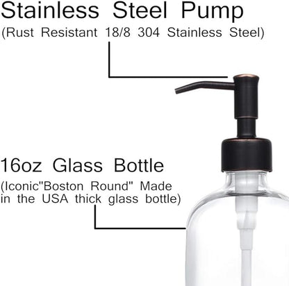 2 Pack Thick Clear Glass Pint Jar Soap Dispenser - Image 3