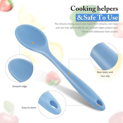 Shappy 4 Pieces Silicone Cooking Spoons 10.6 Inch Heat Resistant Kitchen Spoons - Image 3