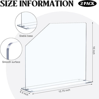 Vesici 2 Pcs Clear Acrylic Sink Splash Guard Freestanding Panel Barrier - Image 2