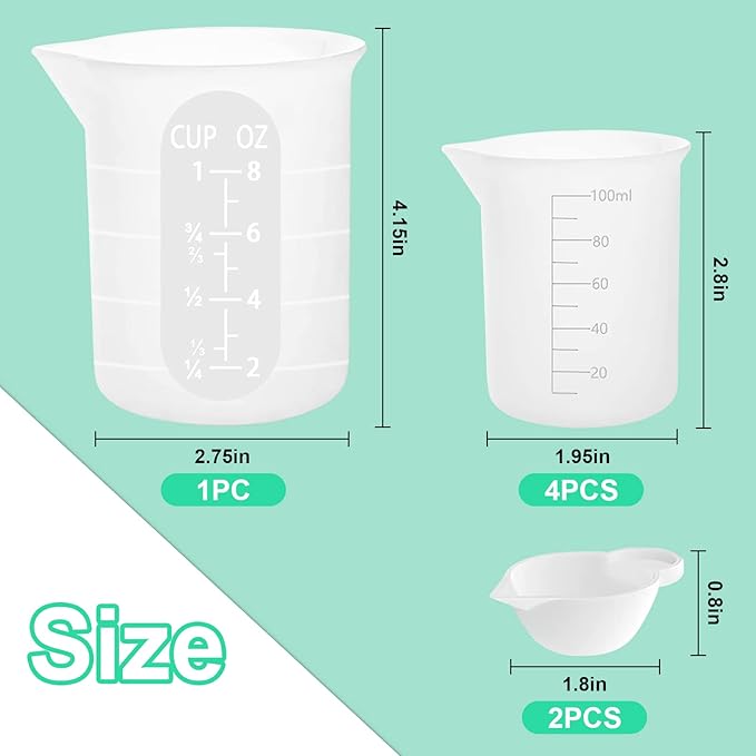 7 PCS Silicone Measuring Cups Kits, - Image 3