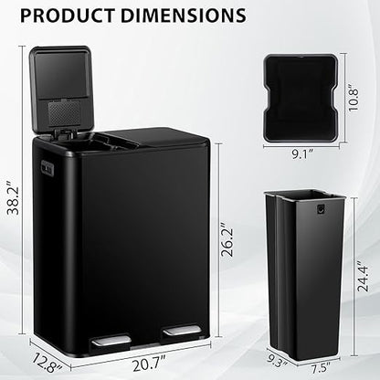 SUPER DEAL Kitchen Trash Can, 16 Gallon 60L Dual Garbage and Recycling Can - Image 3
