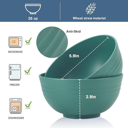 Wrova Wheat Straw Bowl Sets, Microwave and Dishwasher Safe Bowls, Kids Bowl - Image 2