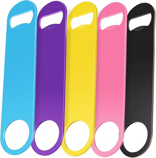 WEGAZ-5 Pack 7 Inches Large Colorful Beer Bottle Openers，Stainless Steel by WEGAZ