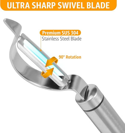 Potato Peeler Stainless Steel, Curved Multifunctional Vegetable Peeler - Image 2