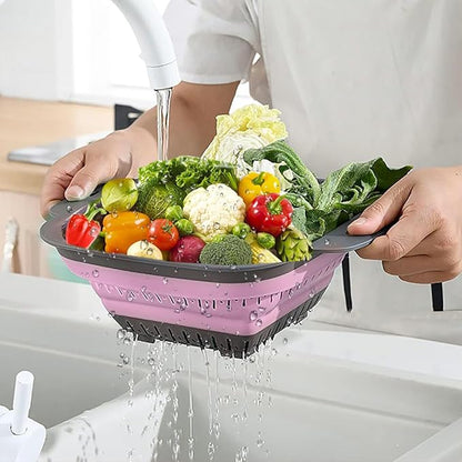 Collapsible Colander Set, Square Round Triangles Silicone Kitchen Strainer - Image 4