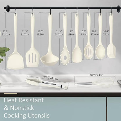 10 Pack Kitchen Utensils Set for Cooking, Leonyo Silicone Cooking Utensils Set - Image 2