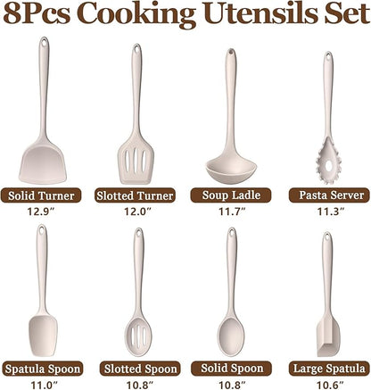 LIANYU 8Pcs Kitchen Cooking Utensils Set, Silicone Cooking Utensil Set - Image 2