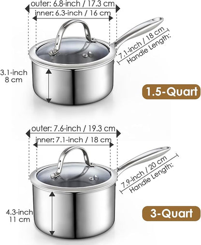 Cooks Standard Stainless Steel Saucepan Set 1.5 and 3 Quart - Image 2