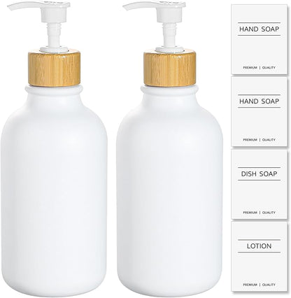 KASUNTING White Soap Dispenser, 2 Pack Plastic Bathroom Hand Soap and Lotion by ALPIRIRAL