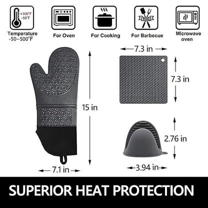 Silicone Oven Mitts and Pot Holders Sets, MTZRFLL Extra Long Heat Resistant - Image 6