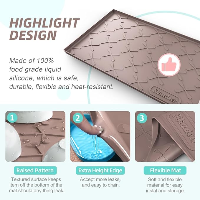 SIKADEER Waterproof Under Sink Mat 22x19, Raised Edge Silicone Mat Under Sink - Image 4