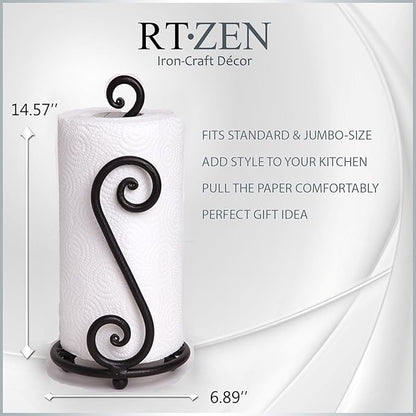 RTZEN Matte Black Paper Towel Holder Countertop - Image 6