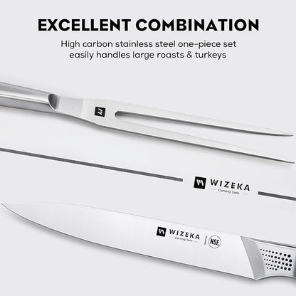 WIZEKA 8-inch Turkey Carving Knife Set 2 PCS, Stainless Steel Carving Knife and - Image 2