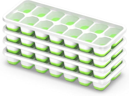 ChefAide Ice Cube Tray with Lid, 4 Packs 56 Cubes Durable Stackable Ice Cube - Image 9