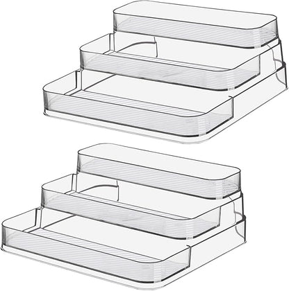 2pcs Acrylic Rack, No Assembly Clear 3 Tier Condiment Bottle Shelf Vanity by Zilphoba