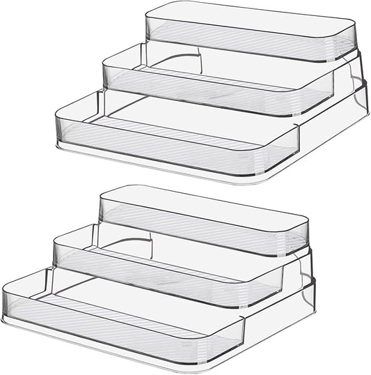 2pcs Acrylic Rack, No Assembly Clear 3 Tier Condiment Bottle Shelf Vanity by Zilphoba