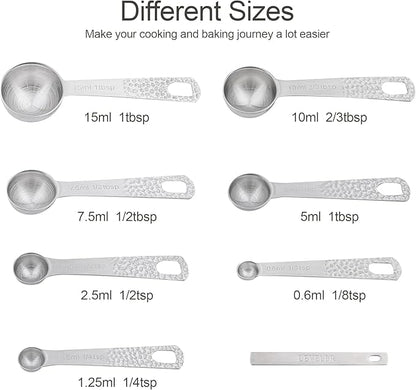 Measuring Cups and Spoons Set 14, Metric & US 18/8 Stainless Steel Measuring - Image 4