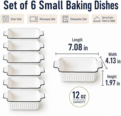 6 Pcs Ceramic Baking Dish, 12 Oz Small Casserole Dish - Image 3