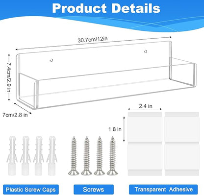 Acrylic Spice Rack Wall Mount-12 Inch, 2 Pack Hanging Seasoning Rack Organizer - Image 3
