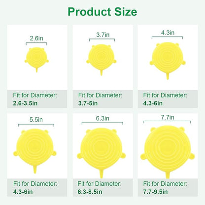 Silicone Stretch Lids – 6 Pack Reusable Food Covers, Flexible Silicone - Image 2