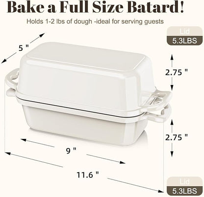 Enameled Cast Iron Sourdough Bread Dutch Oven, Cast Iron Loaf Bread Pan - Image 2