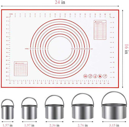 Biscuit Cutter, Silicone Pastry Dough Baking Mat Set, Baking Tools and - Image 2