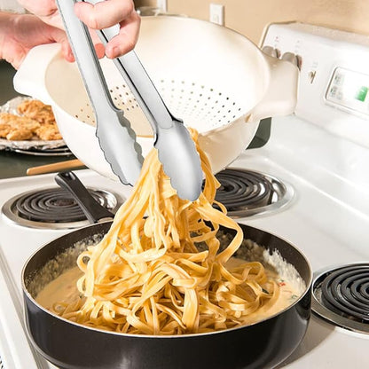 2 Pack Serving Tongs Serving Utensils Salad Tongs Metal Buffet Tongs Non-slip & - Image 3