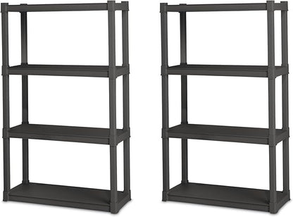 Sterilite 2-Pack 4 Shelf Unit, Heavy-Duty Shelving Storage and Utility Rack by Sterilite