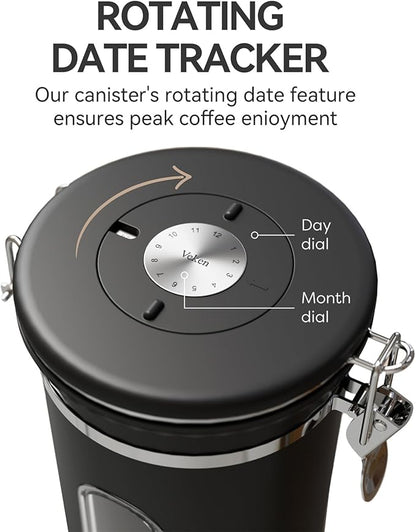 Veken Coffee Canister with Window, Airtight Stainless Steel Pantry Container - Image 7