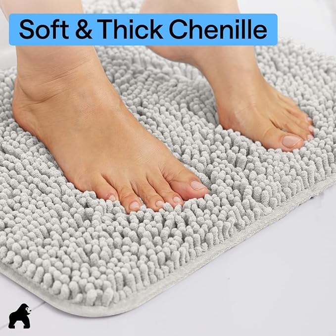 GORILLA GRIP Bath Rug Mat 60x24, Soft Absorbent Chenille, Quick Dry Microfiber - Image 4