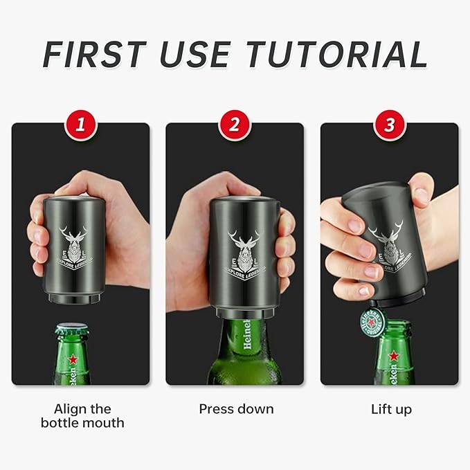 Push Down Bottle Opener, Automatic Beer Bottle Opener - Image 5